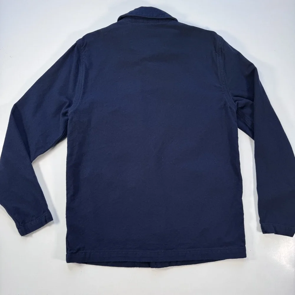TOPMAN Lightweight Cotton Utility Chore Jacket Mens Small Blue Herringbone